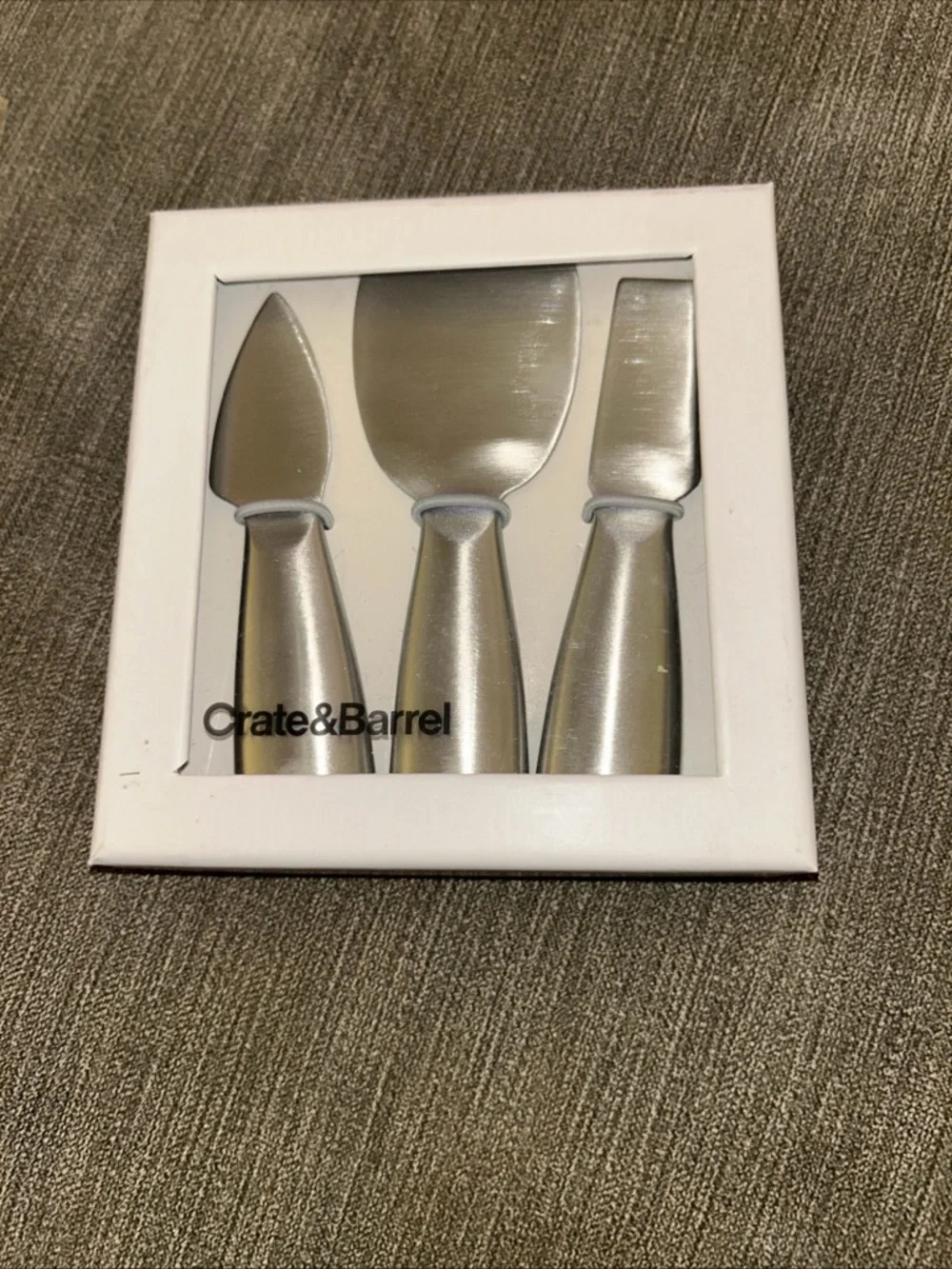 Crate&Barrel Silver Stainless Steel 3-Piece Cheese Set